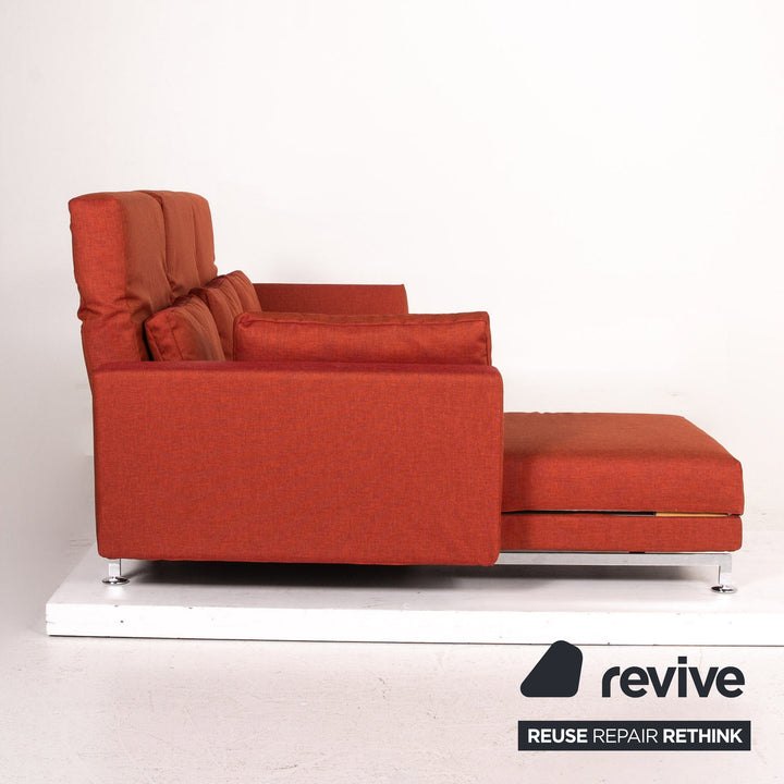 Canapé d'angle en tissu Brühl Moule rouge terre cuite avec fonction relaxation