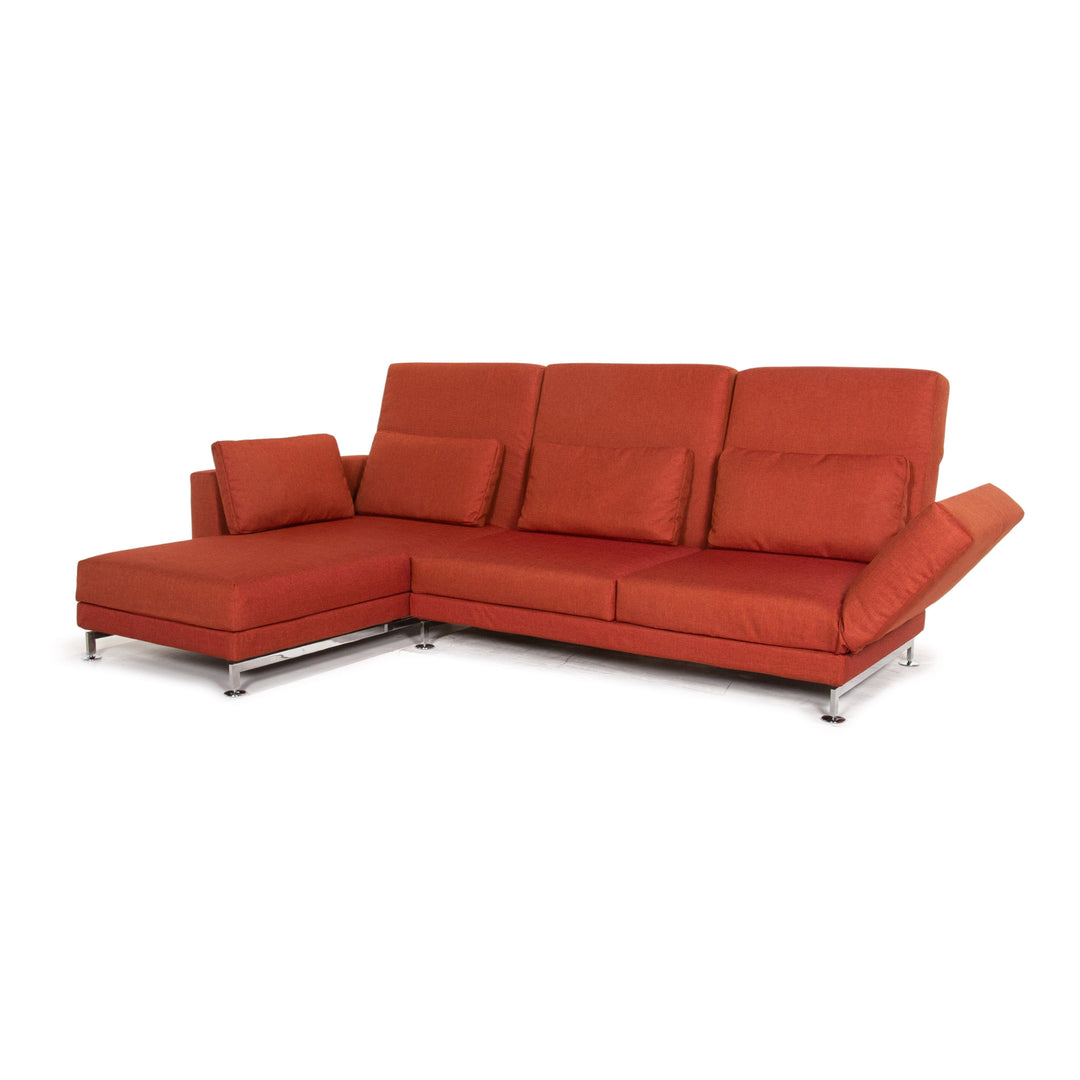 Canapé d'angle en tissu Brühl Moule rouge terre cuite avec fonction relaxation