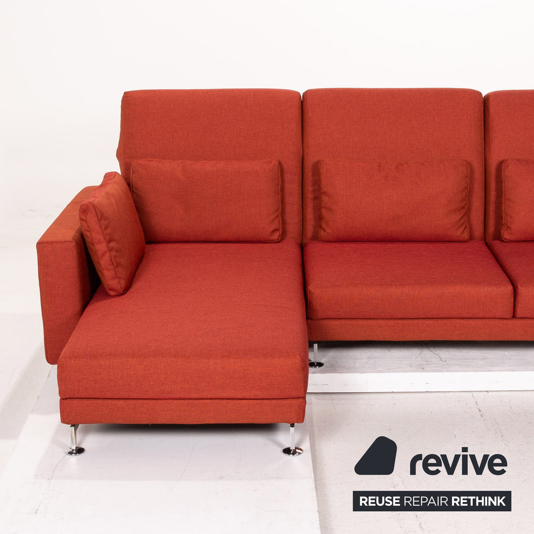 Canapé d'angle en tissu Brühl Moule rouge terre cuite avec fonction relaxation