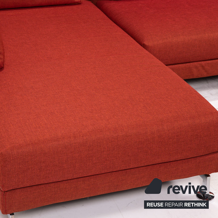 Canapé d'angle en tissu Brühl Moule rouge terre cuite avec fonction relaxation