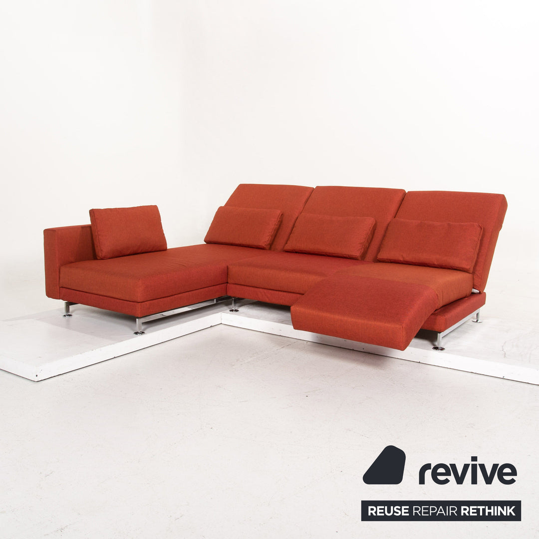 Canapé d'angle en tissu Brühl Moule rouge terre cuite avec fonction relaxation