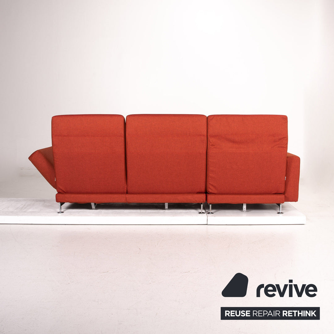 Canapé d'angle en tissu Brühl Moule rouge terre cuite avec fonction relaxation