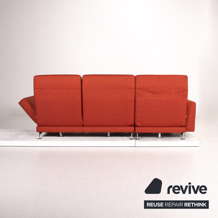 Canapé d'angle en tissu Brühl Moule rouge terre cuite avec fonction relaxation