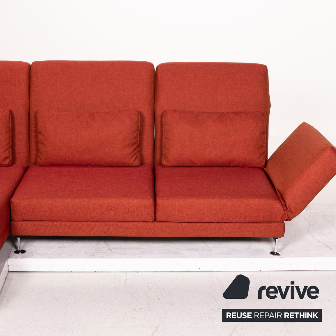 Canapé d'angle en tissu Brühl Moule rouge terre cuite avec fonction relaxation