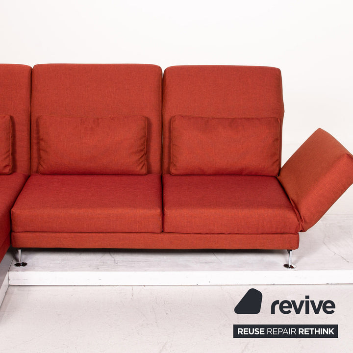 Canapé d'angle en tissu Brühl Moule rouge terre cuite avec fonction relaxation