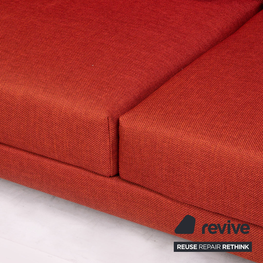 Canapé d'angle en tissu Brühl Moule rouge terre cuite avec fonction relaxation