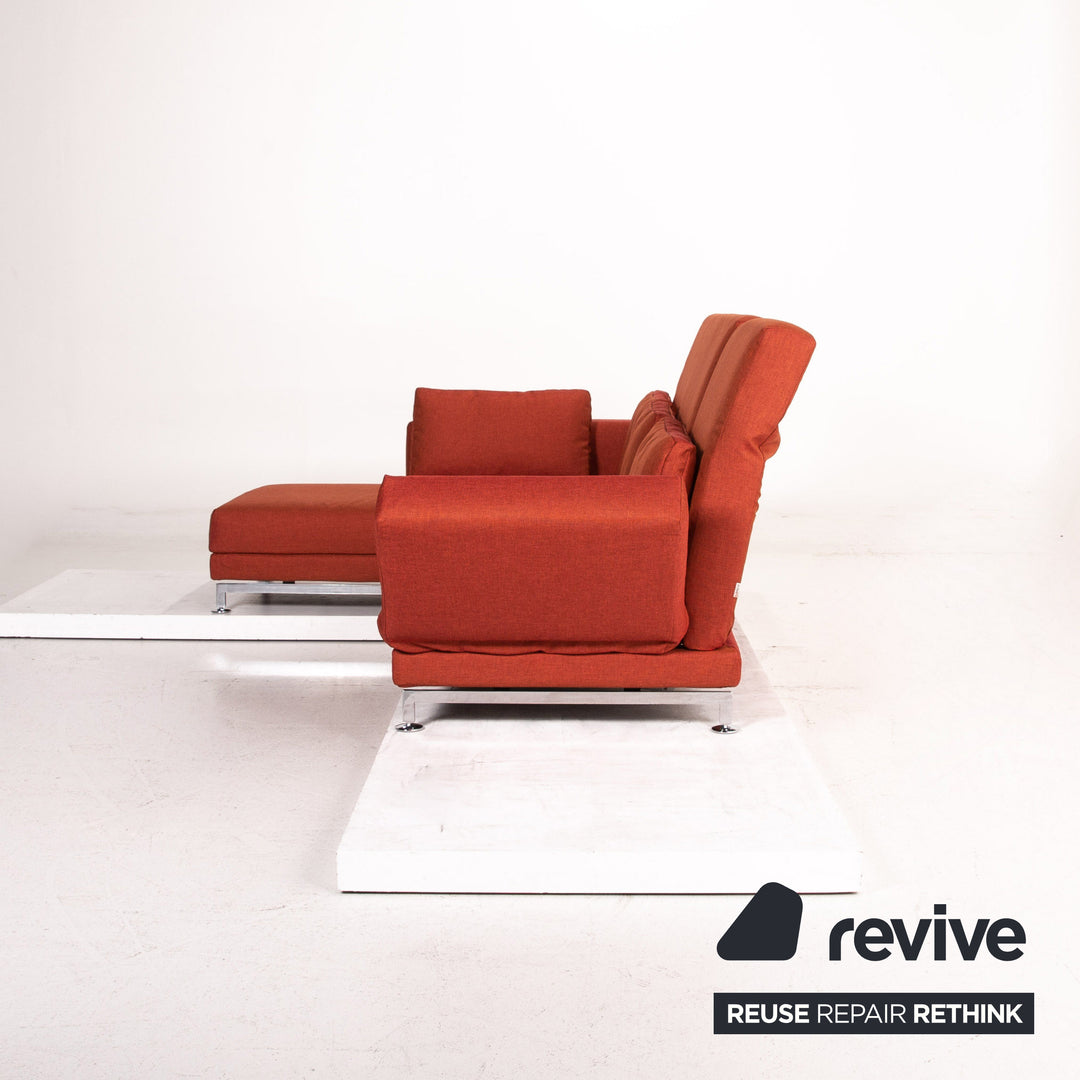 Canapé d'angle en tissu Brühl Moule rouge terre cuite avec fonction relaxation