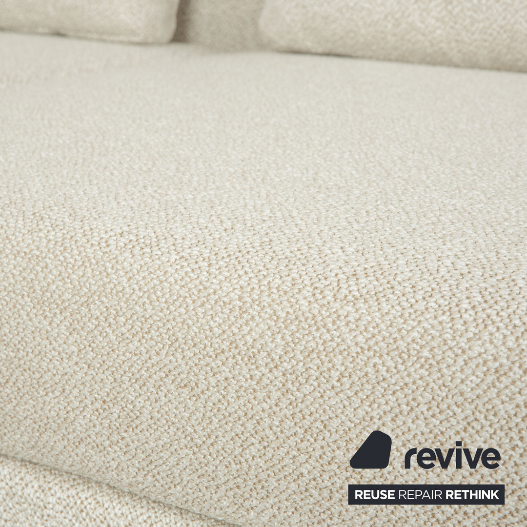 Brühl Moule Stoff Ecksofa Weiß Creme manuelle Funktion Recamiere Links Sofa Couch Neubezug