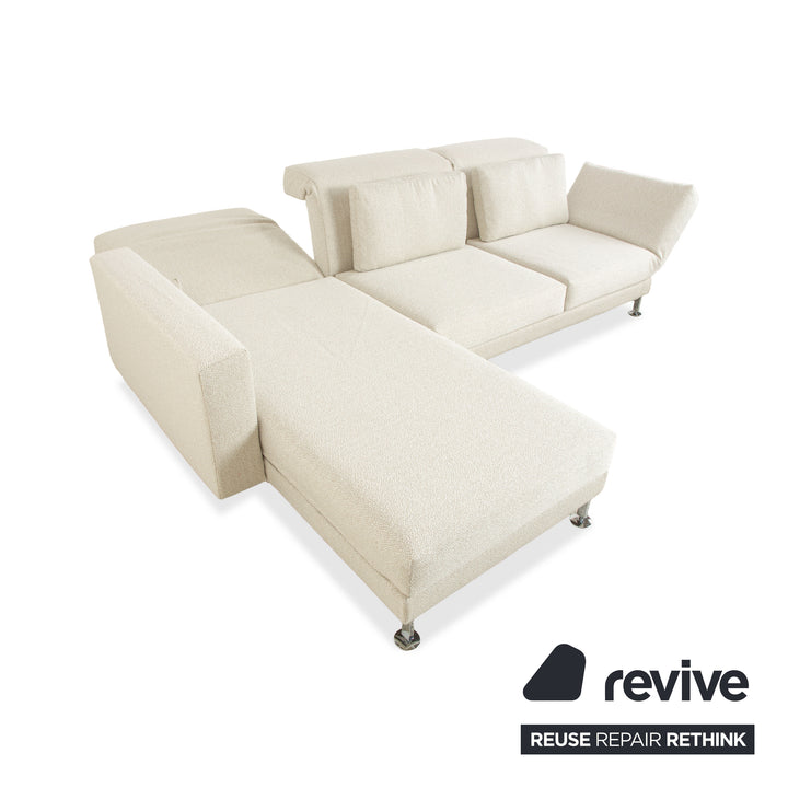 Brühl Moule Stoff Ecksofa Weiß Creme manuelle Funktion Recamiere Links Sofa Couch Neubezug