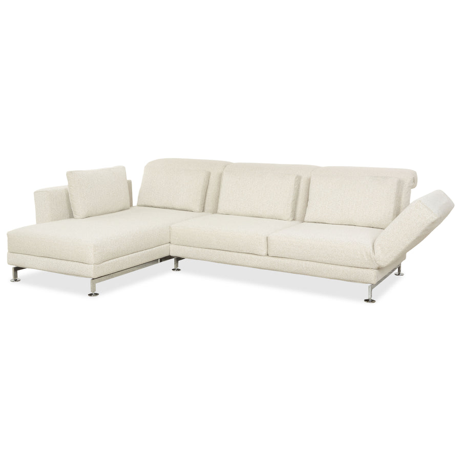 Brühl Moule Stoff Ecksofa Weiß Creme manuelle Funktion Recamiere Links Sofa Couch Neubezug