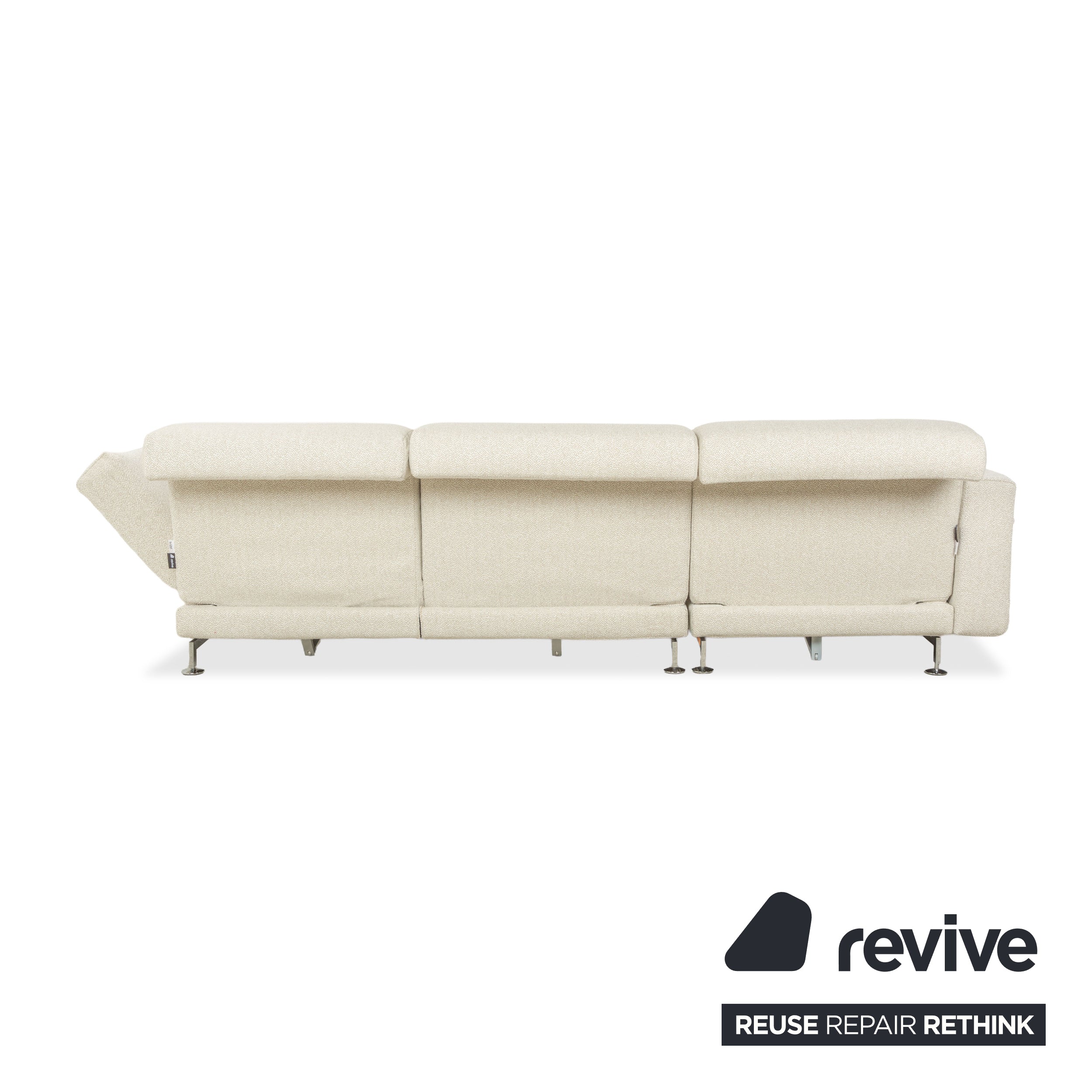 Brühl Moule Stoff Ecksofa Weiß Creme manuelle Funktion Recamiere Links Sofa Couch Neubezug