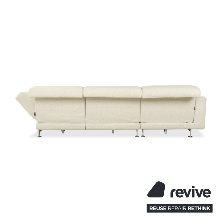 Brühl Moule Stoff Ecksofa Weiß Creme manuelle Funktion Recamiere Links Sofa Couch Neubezug