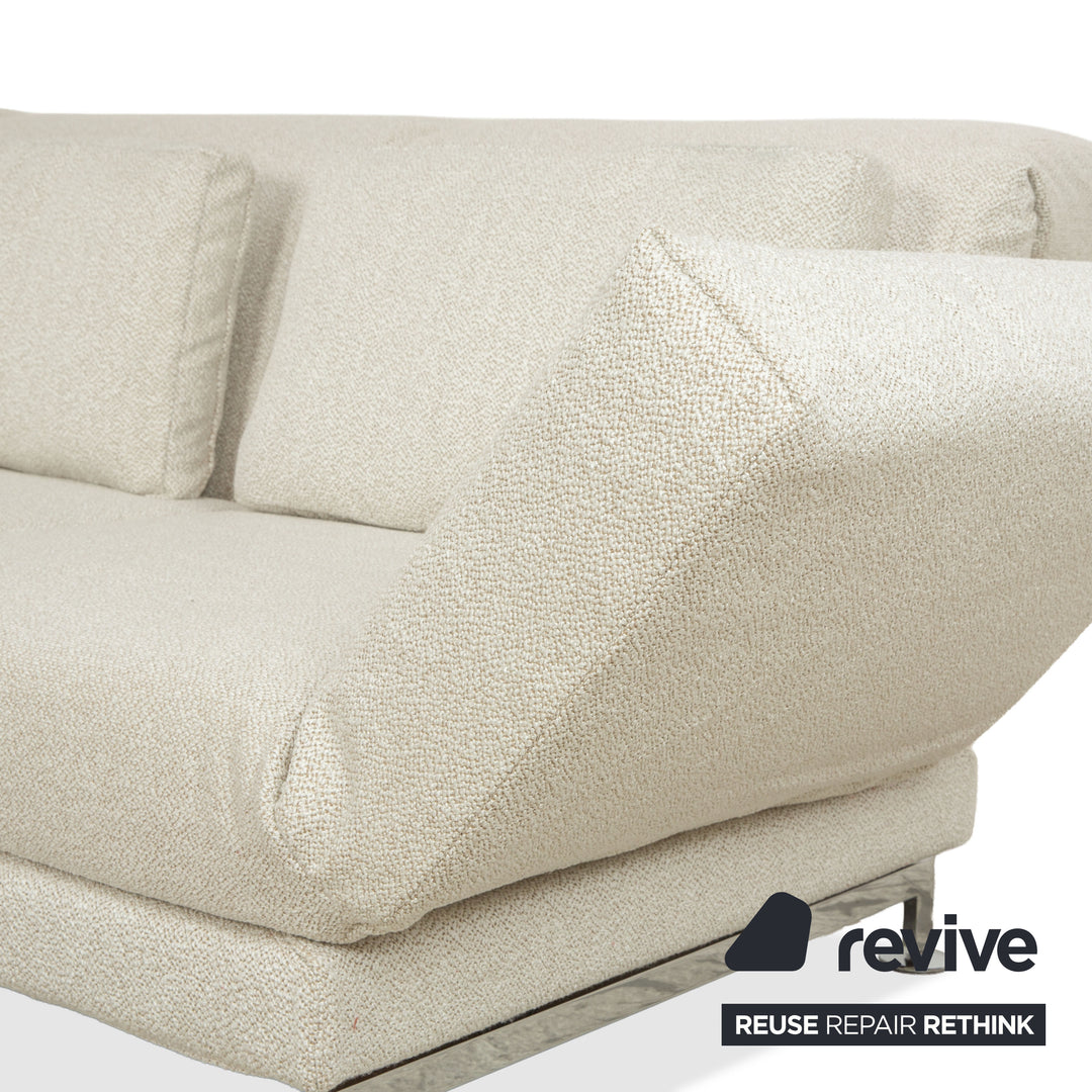 Brühl Moule Stoff Ecksofa Weiß Creme manuelle Funktion Recamiere Links Sofa Couch Neubezug