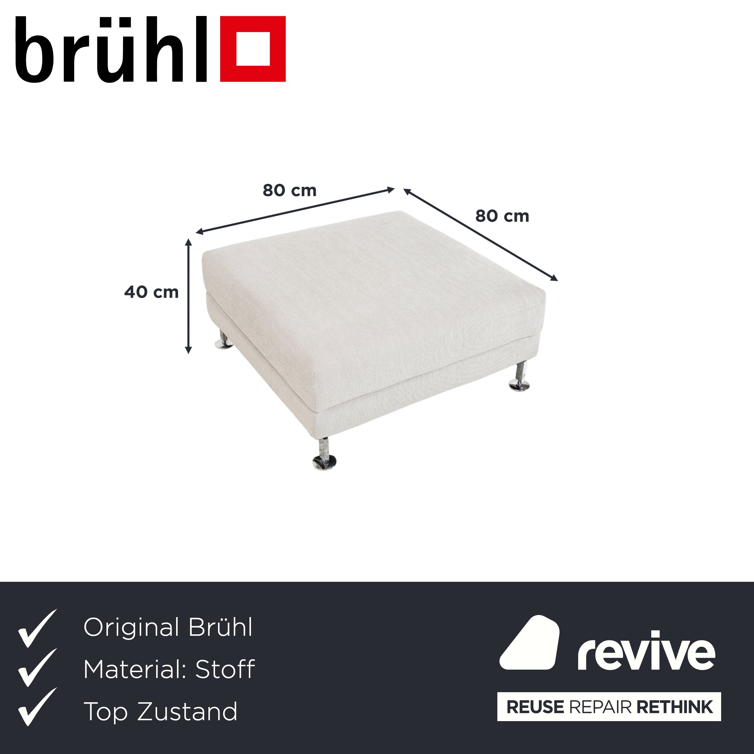 Brühl Moule Stoff Hocker Grau Hellgrau Weiß