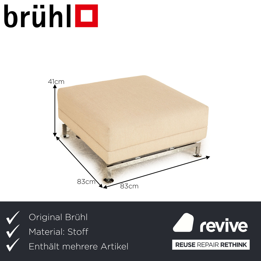 Brühl Moule fabric sofa set beige manual function chaise longue left sofa stool couch sleeping function