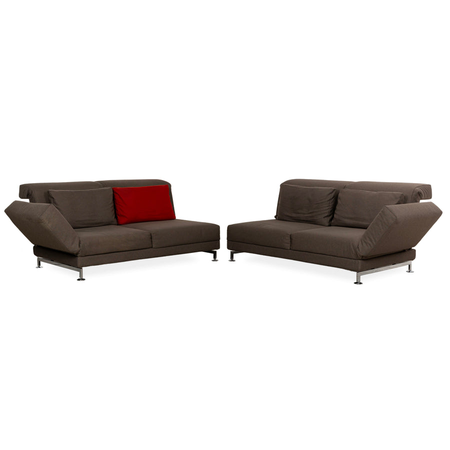 Brühl Moule fabric sofa set couch brown grey manual function two-seater