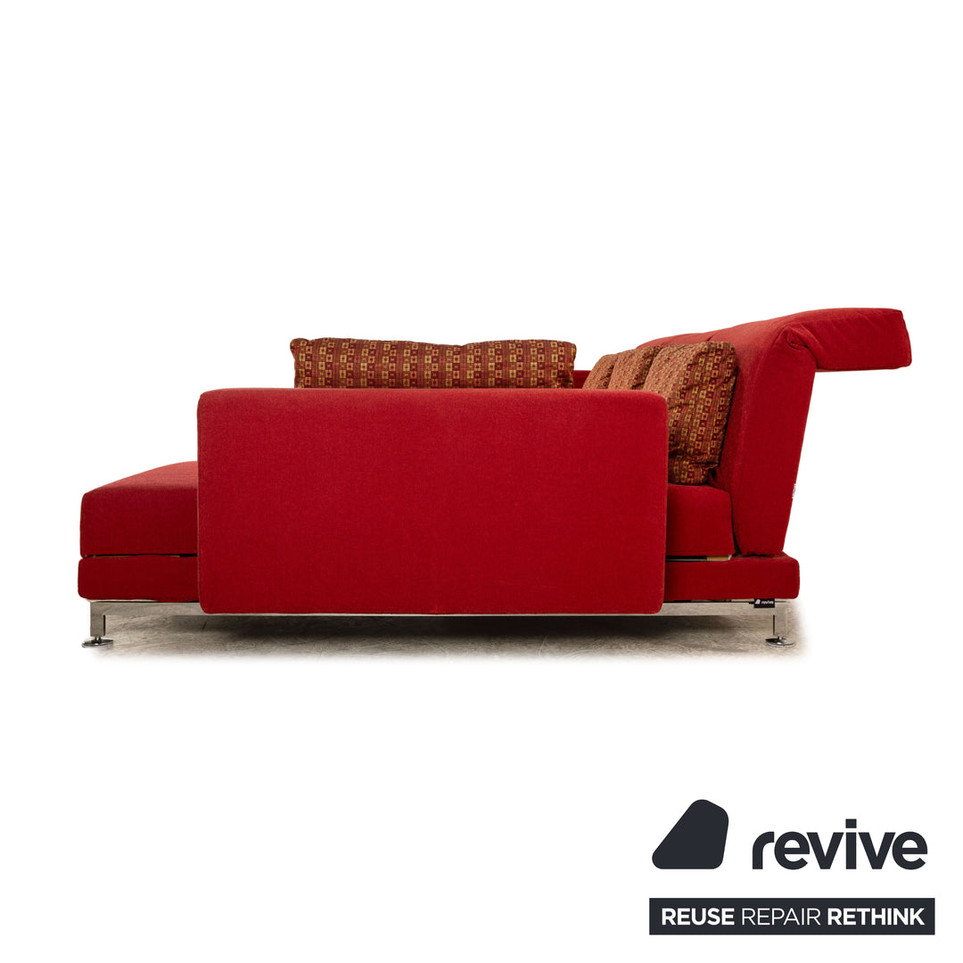 Brühl Moule Stoff Sofa Garnitur Rot Ecksofa Hocker Recamiere Rechts manuelle Funktion Relaxfunktion Sofa Couch