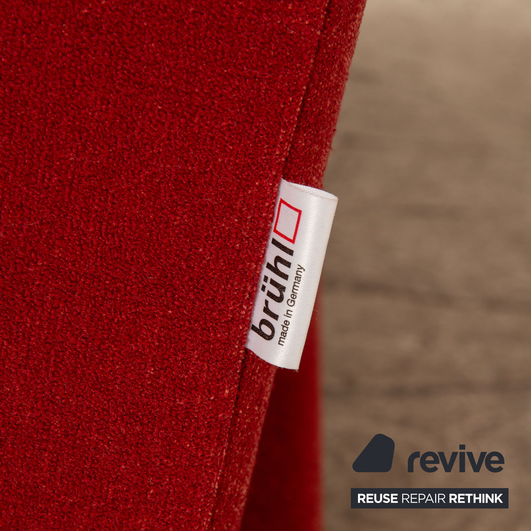 Brühl Moule Stoff Sofa Garnitur Rot Ecksofa Hocker Recamiere Rechts manuelle Funktion Relaxfunktion Sofa Couch