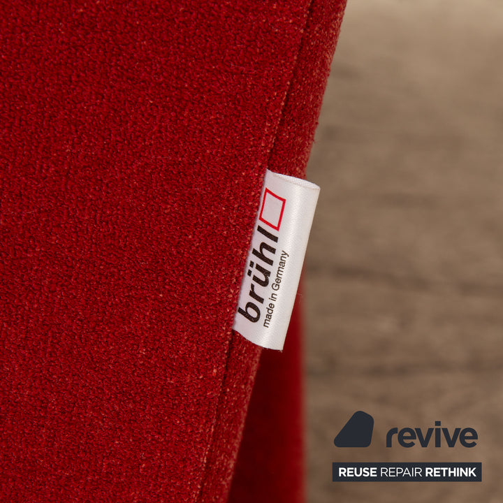 Brühl Moule Stoff Sofa Garnitur Rot Ecksofa Hocker Recamiere Rechts manuelle Funktion Relaxfunktion Sofa Couch