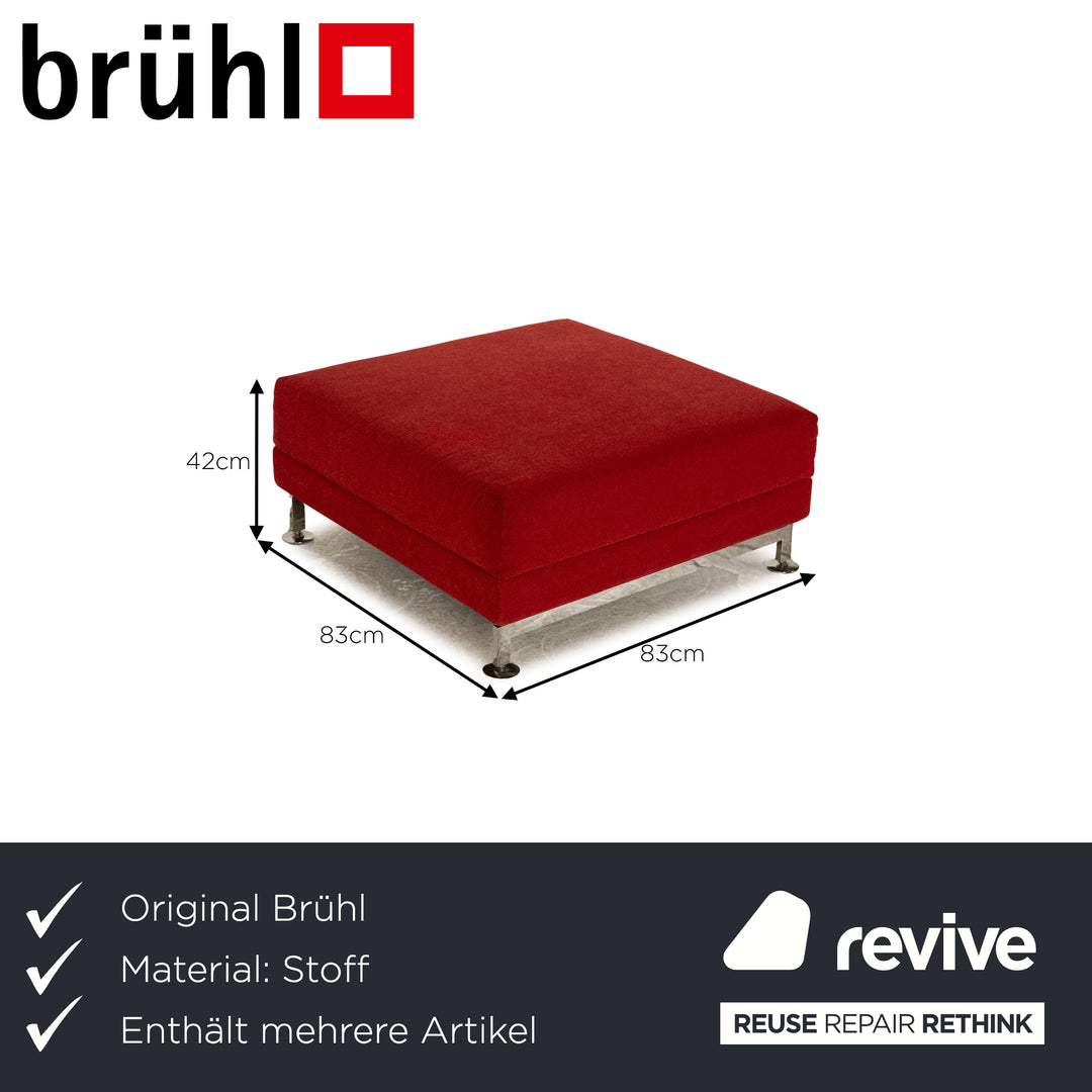Brühl Moule Stoff Sofa Garnitur Rot Ecksofa Hocker Recamiere Rechts manuelle Funktion Relaxfunktion Sofa Couch