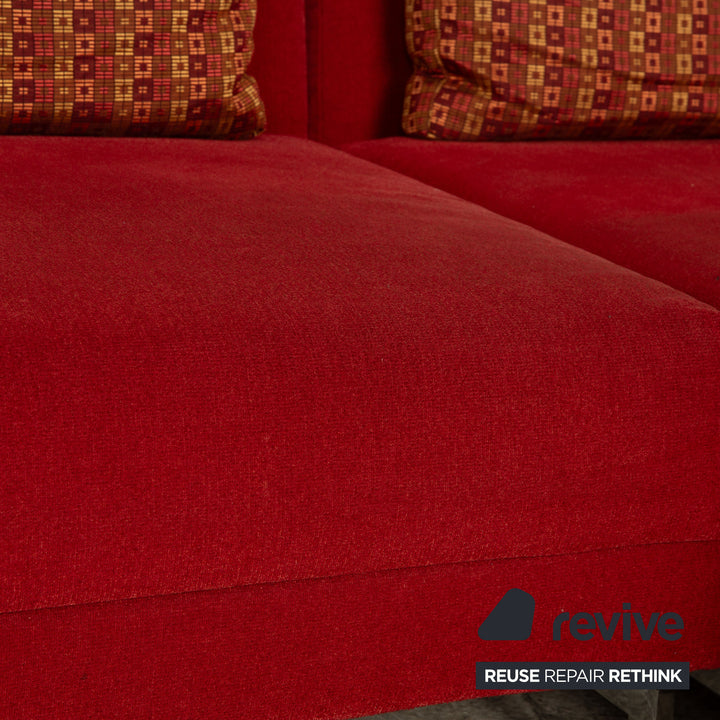 Brühl Moule Stoff Sofa Garnitur Rot Ecksofa Hocker Recamiere Rechts manuelle Funktion Relaxfunktion Sofa Couch