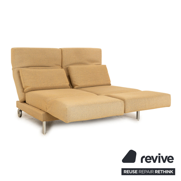 Brühl Moule Stoff Zweisitzer Beige Sofa Couch manuelle Funktion Schlaffunktion