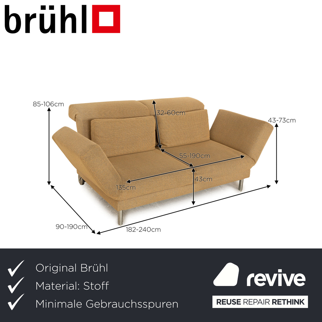 Brühl Moule Stoff Zweisitzer Beige Sofa Couch manuelle Funktion Schlaffunktion