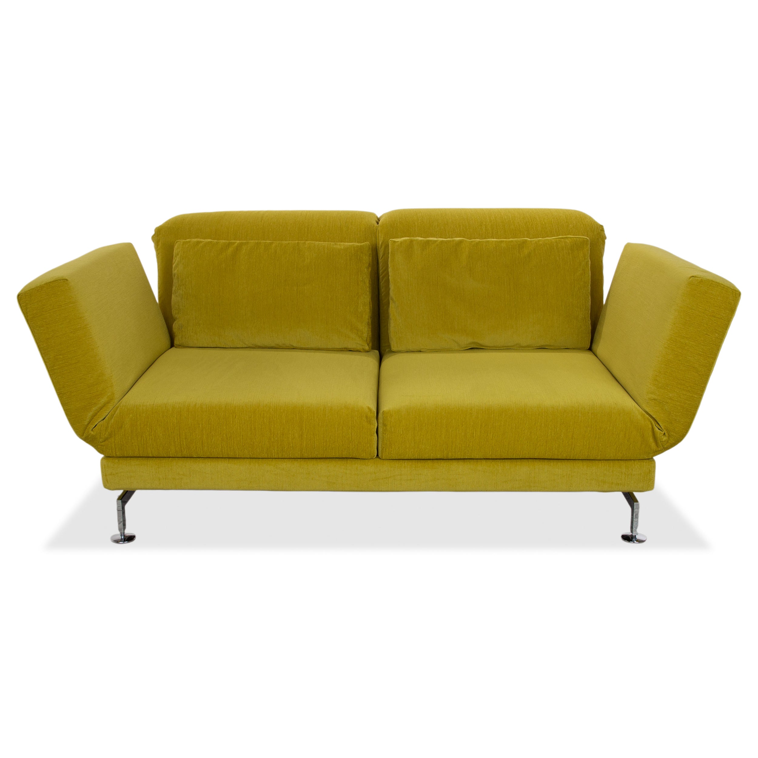 Brühl Moule Stoff Zweisitzer Gelb Grün manuelle Funktion Sofa Couch Neubezug PURA FR 123