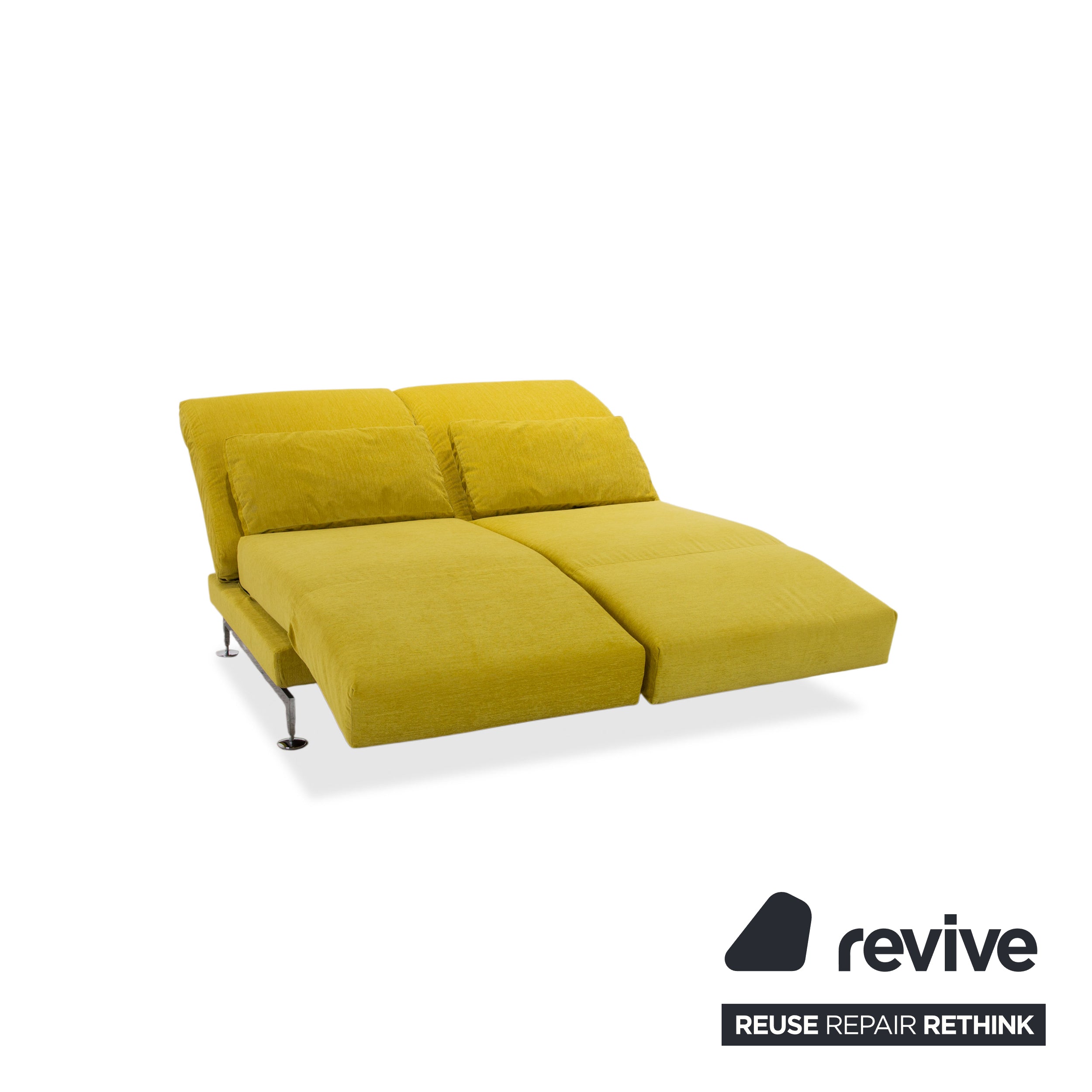 Brühl Moule Stoff Zweisitzer Gelb Grün manuelle Funktion Sofa Couch Neubezug PURA FR 123