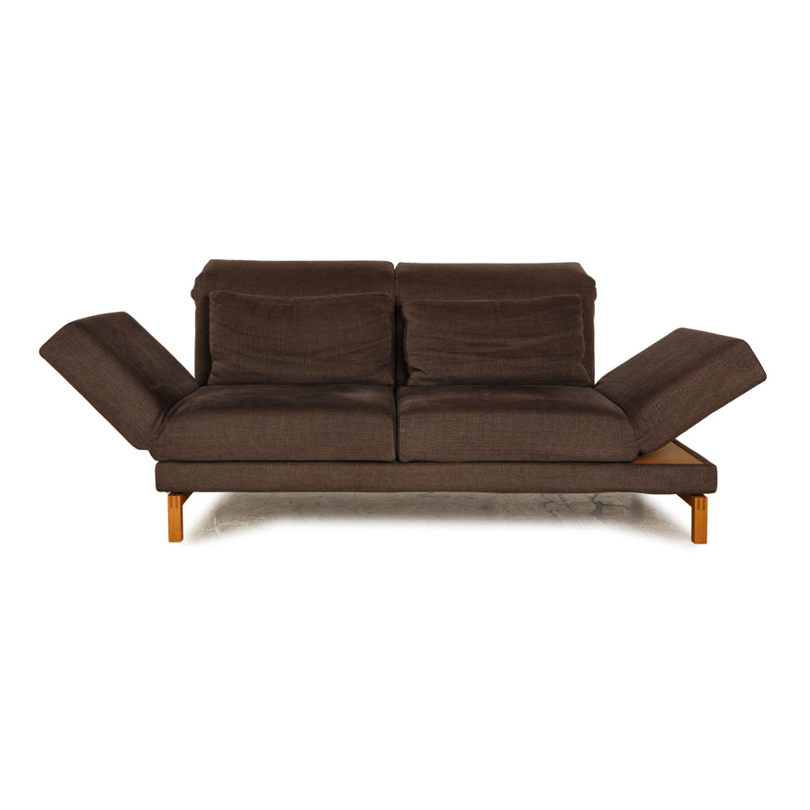 Brühl Moule fabric two-seater grey brown manual function sofa couch sleeping function