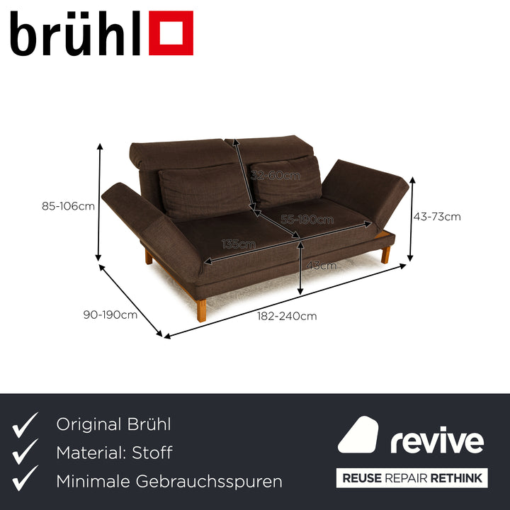 Brühl Moule Stoff Zweisitzer Grau Braun manuelle Funktion Sofa Couch Schlaffunktion