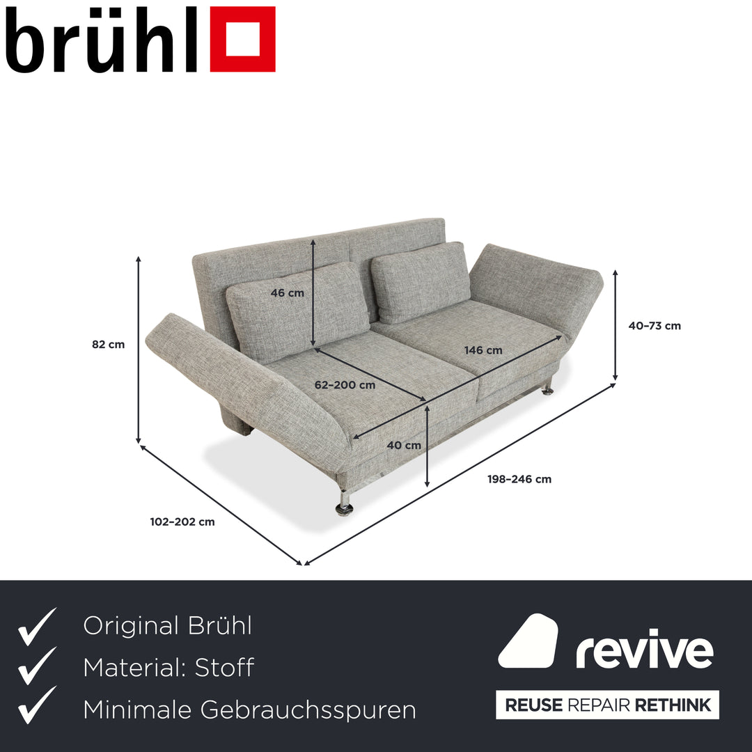 Canapé deux places en tissu gris Brühl Moule, avec fonction couchage.