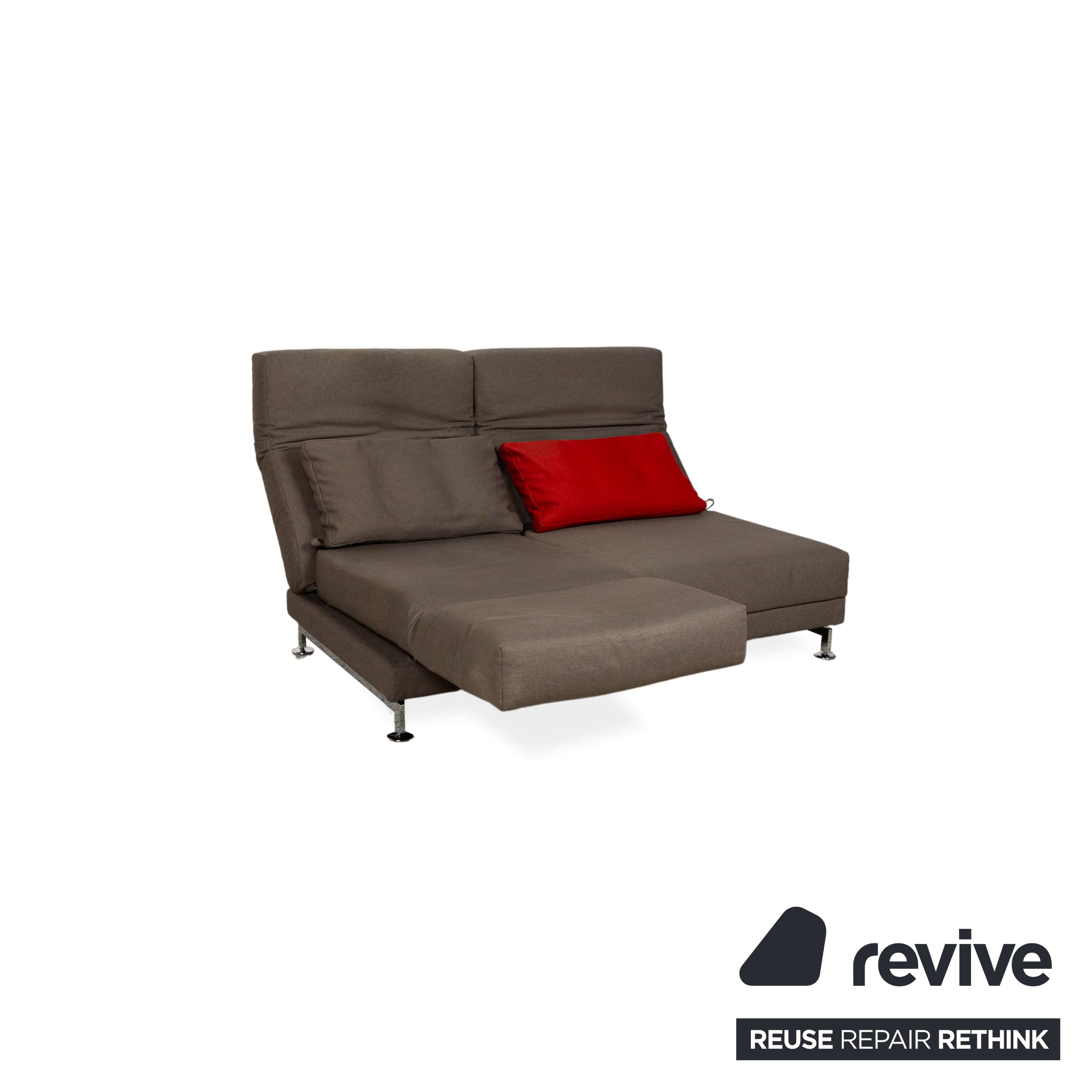 Brühl Moule Fabric Two-Seater Sofa Couch Brown Grey Manual Function