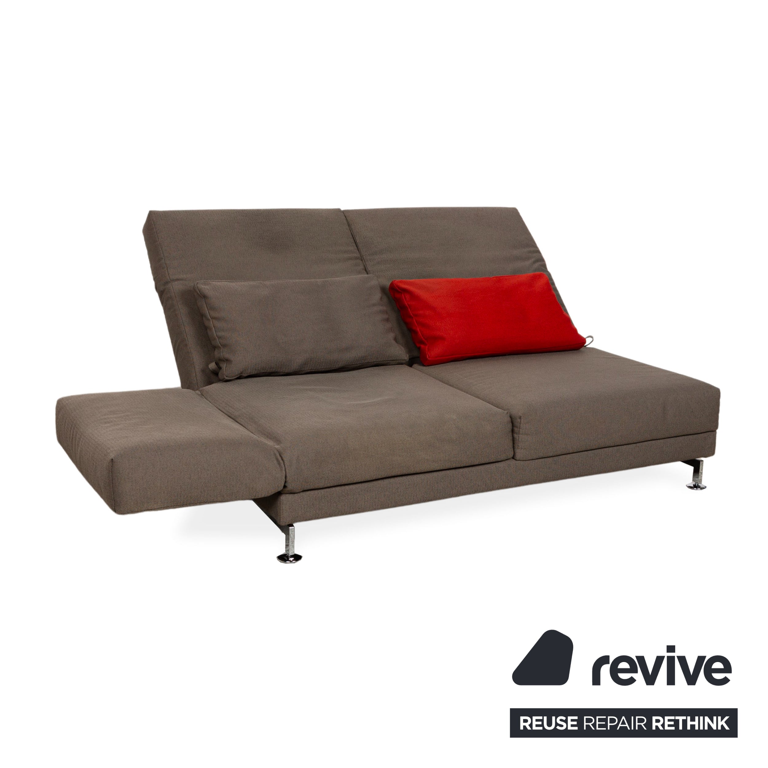 Brühl Moule Fabric Two-Seater Sofa Couch Brown Grey Manual Function