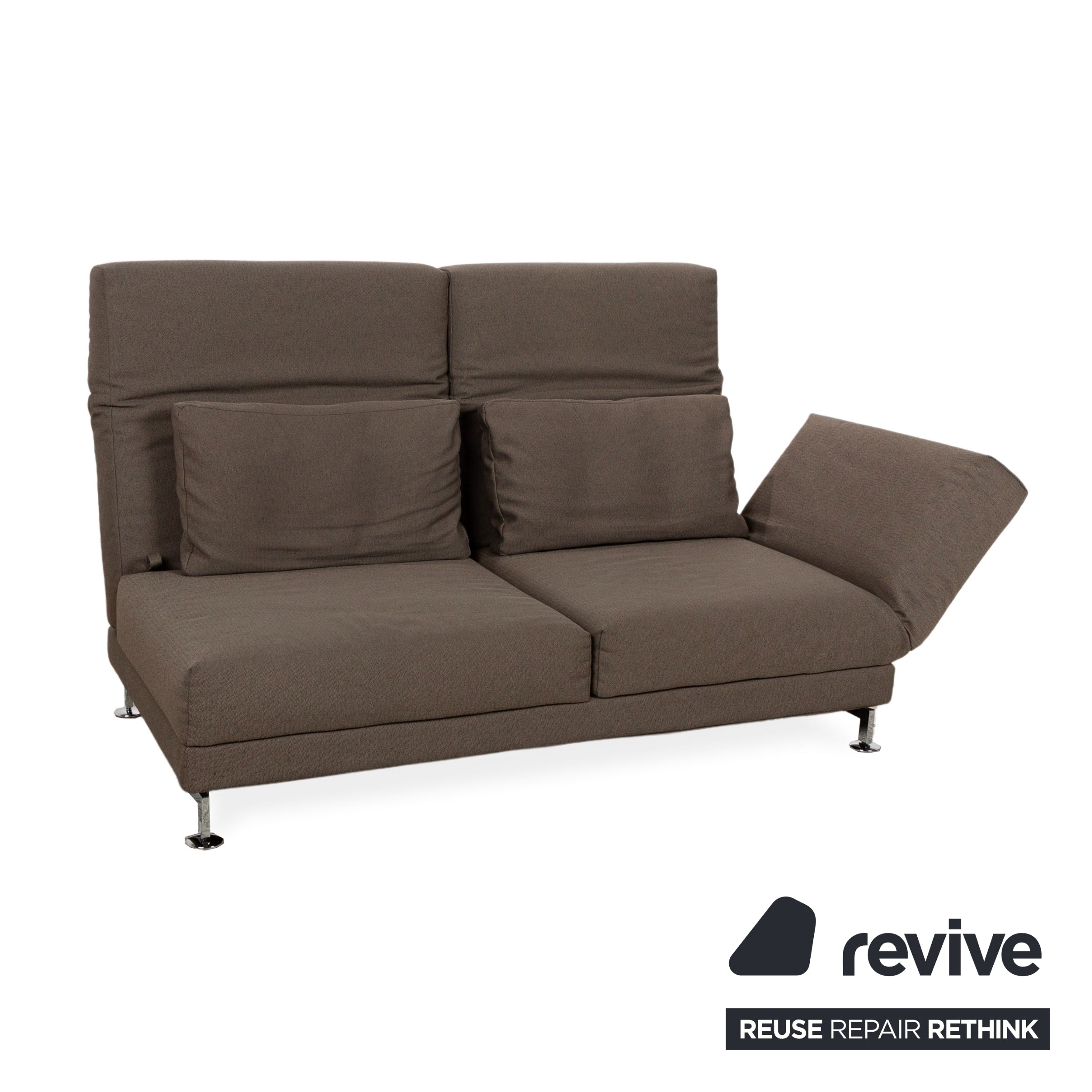 Brühl Moule Fabric Two-Seater Sofa Couch Brown Grey Manual Function