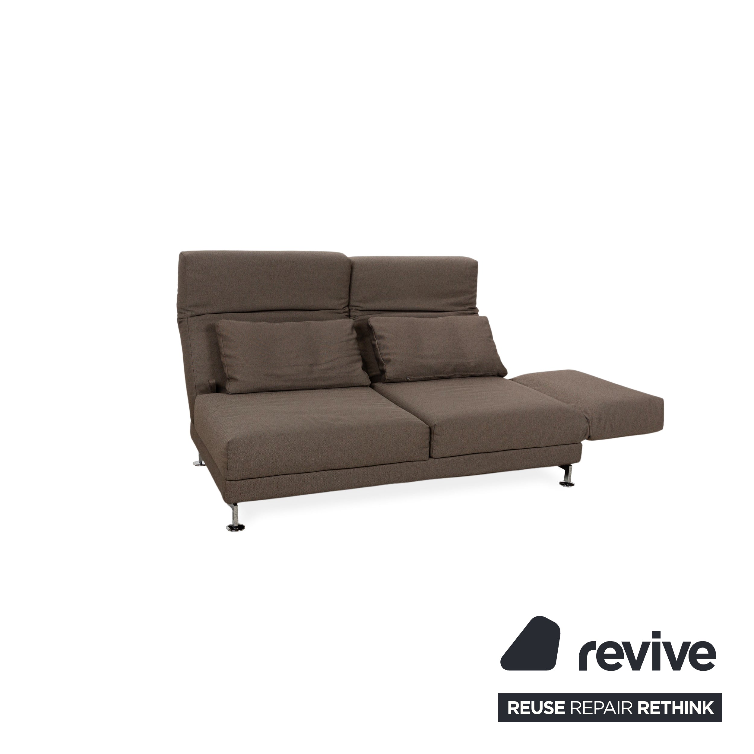 Brühl Moule Fabric Two-Seater Sofa Couch Brown Grey Manual Function