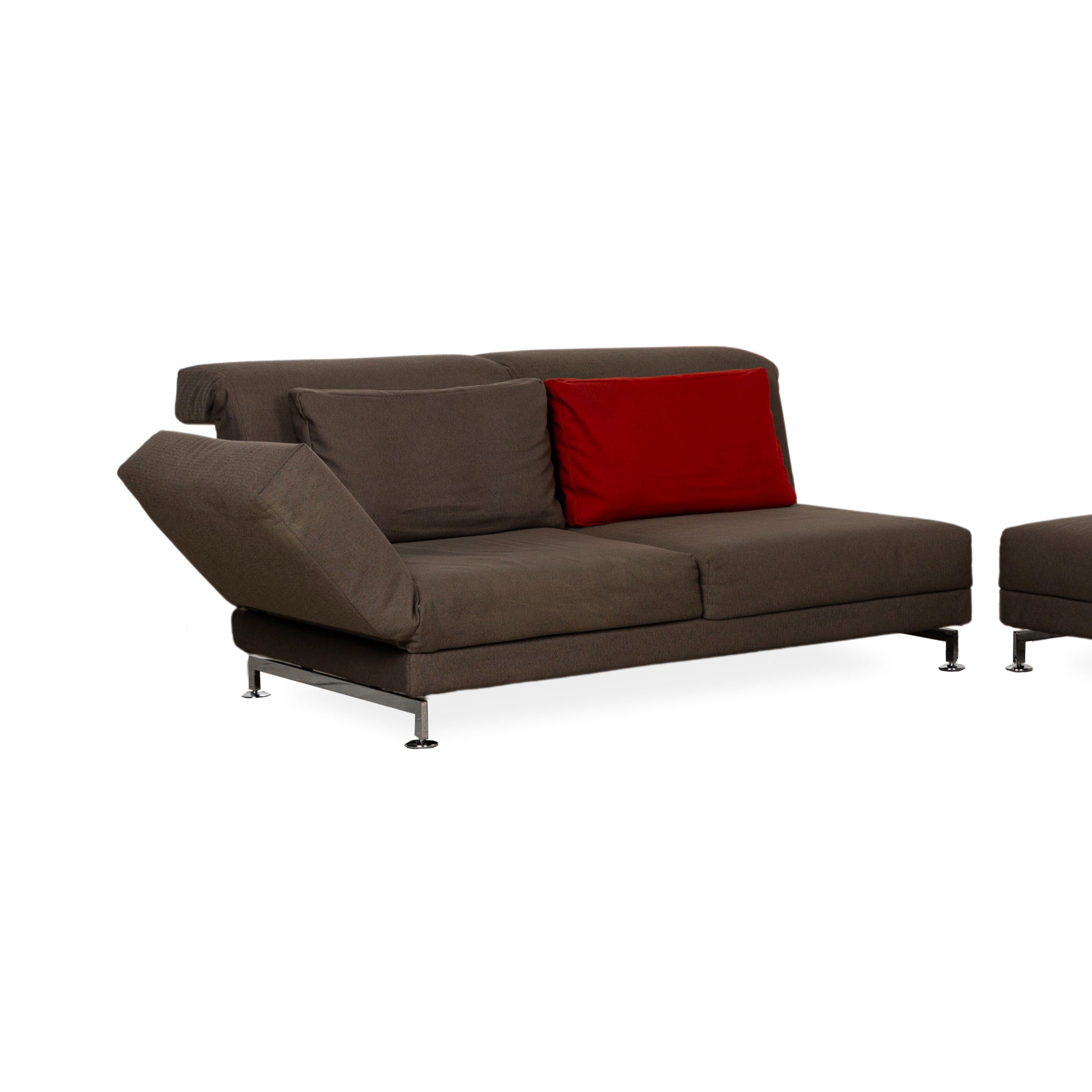 Brühl Moule Fabric Two-Seater Sofa Couch Brown Grey Manual Function