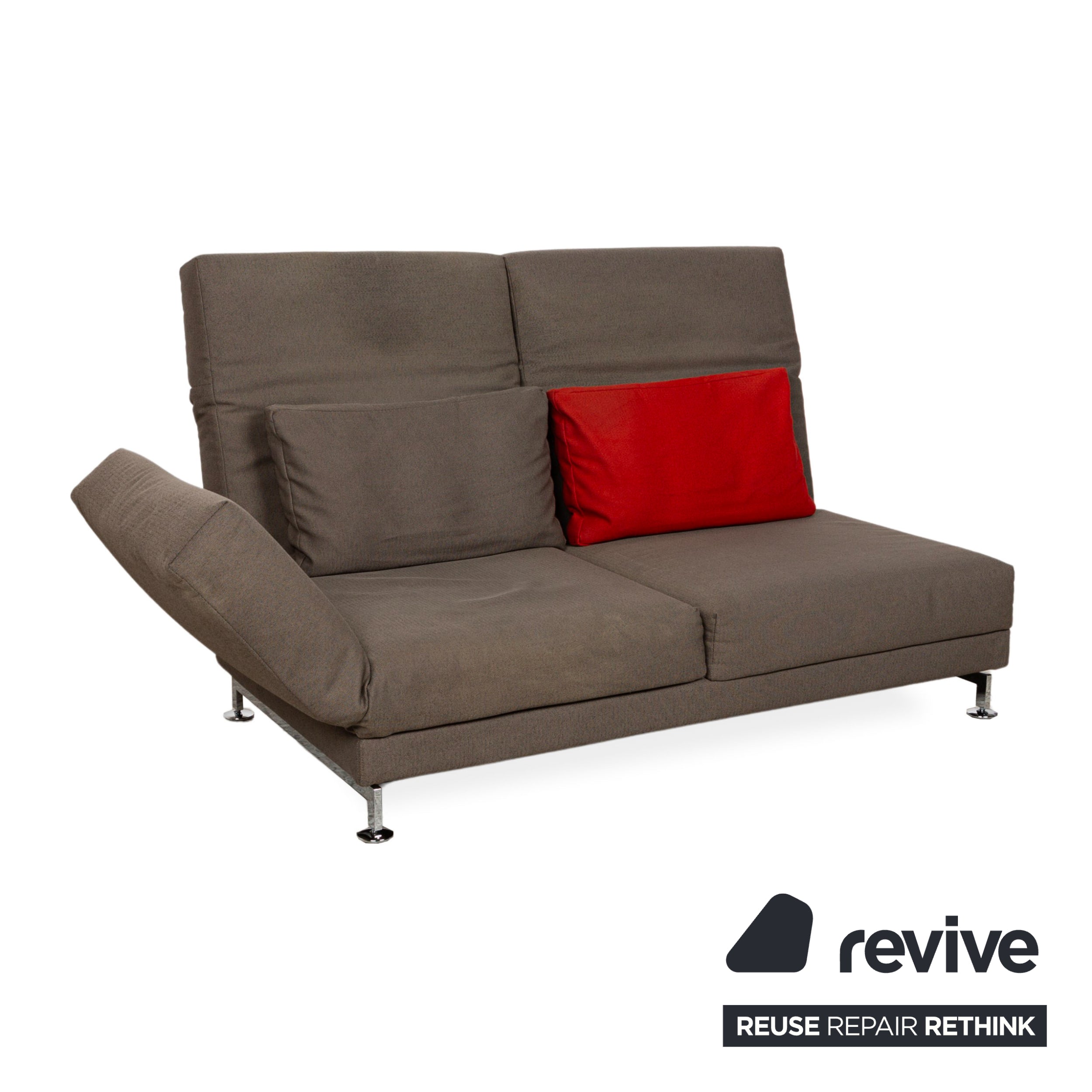 Brühl Moule Fabric Two-Seater Sofa Couch Brown Grey Manual Function