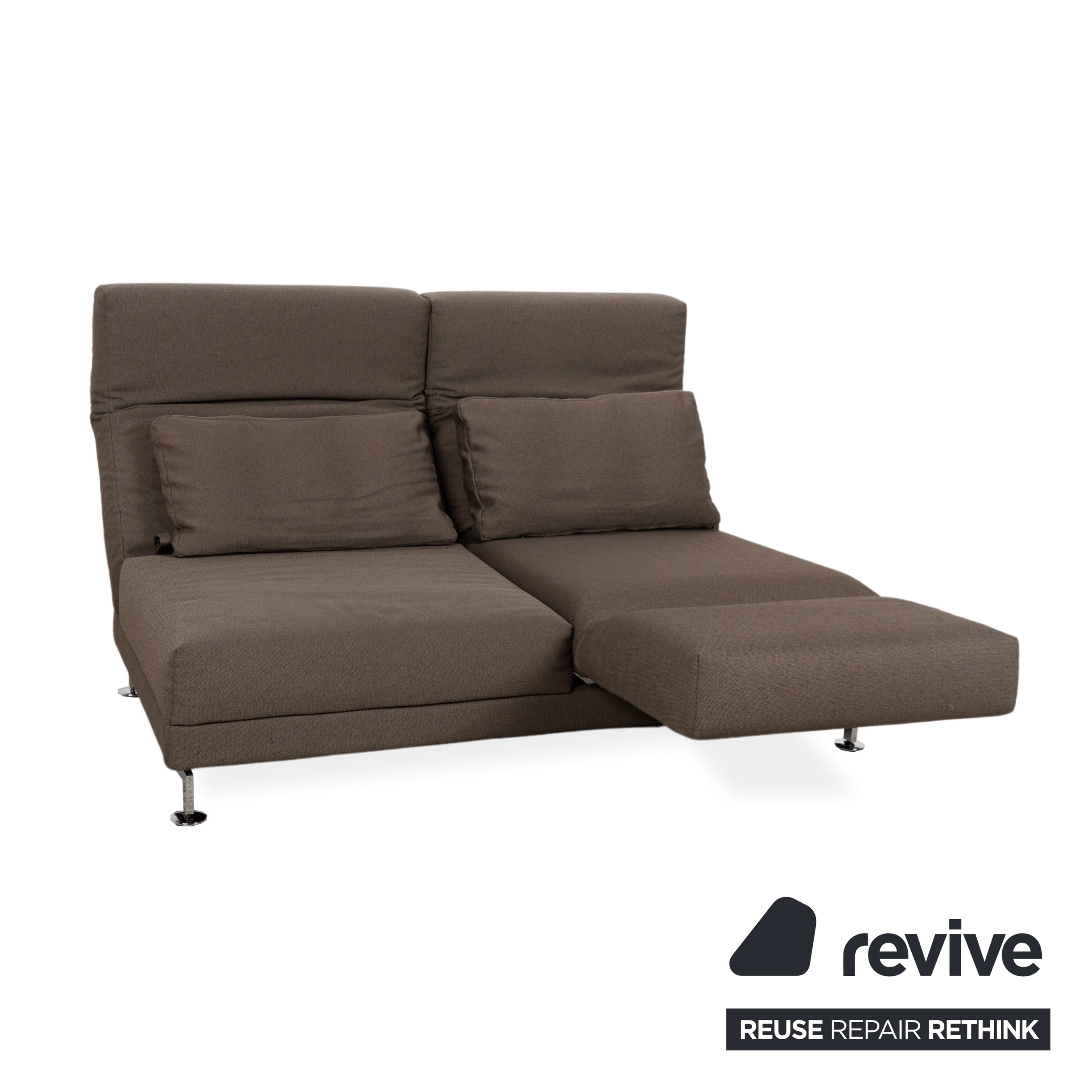 Brühl Moule Fabric Two-Seater Sofa Couch Brown Grey Manual Function