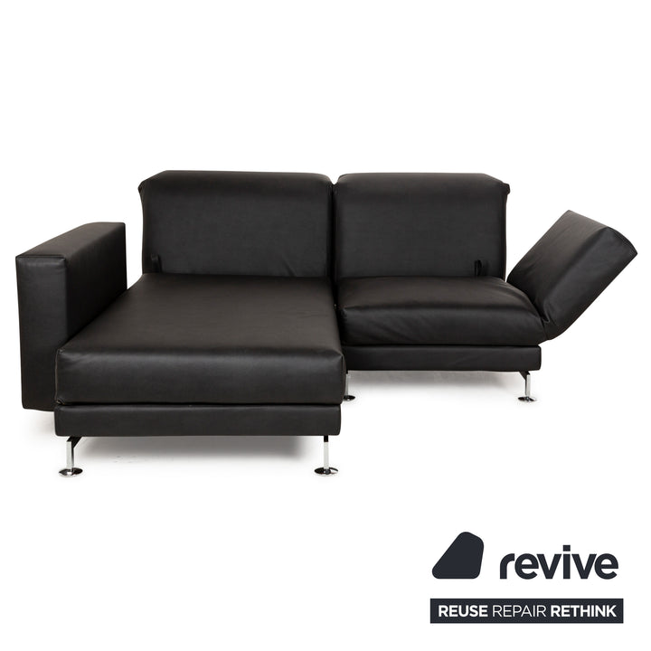 Brühl Moule veganes Leder GAVIN Ecksofa Schwarz manuelle Funktion Recamiere Links Sofa Couch Neubezug