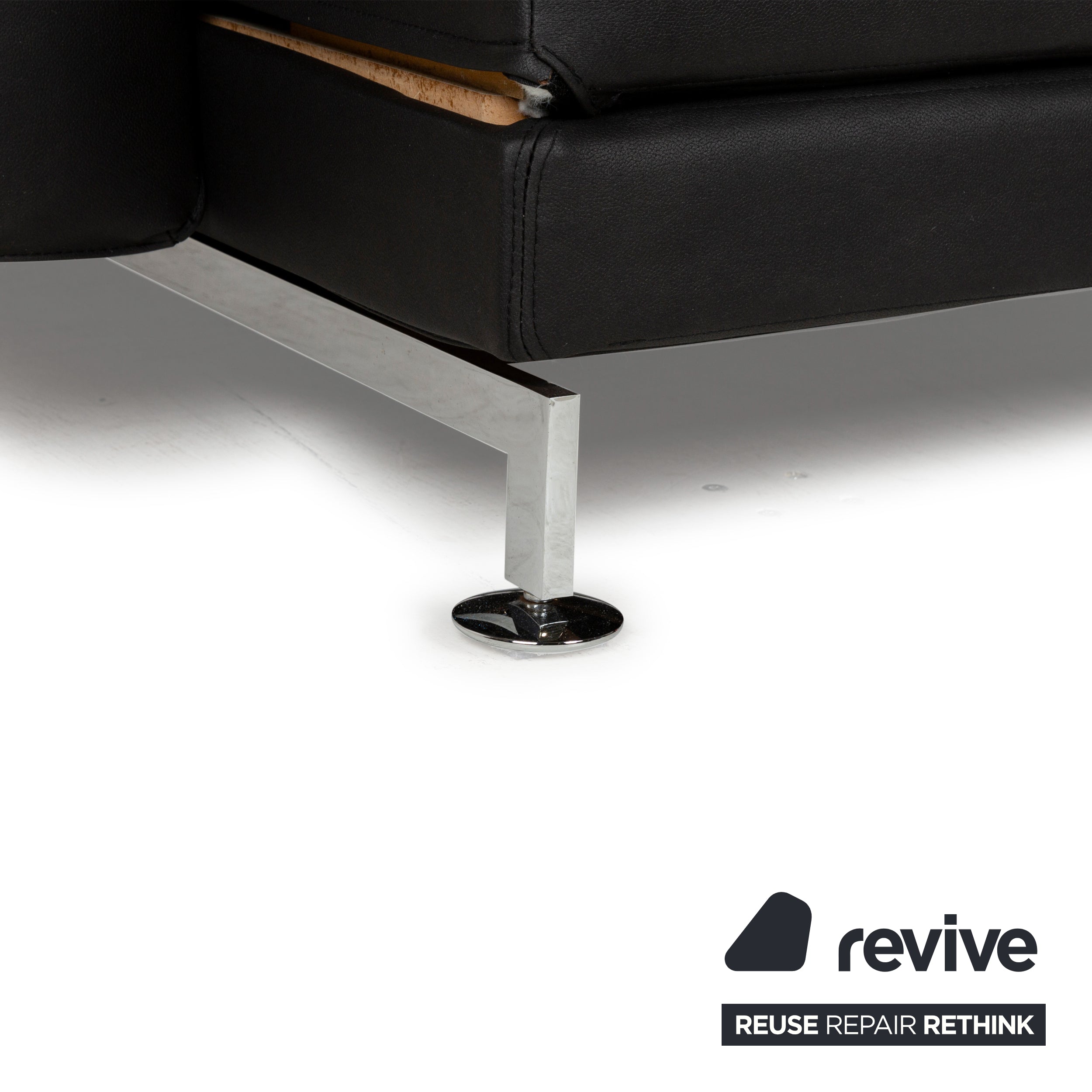 Canapé d'angle GAVIN en cuir vegan Brühl Moule noir fonction manuelle méridienne gauche canapé canapé neuf