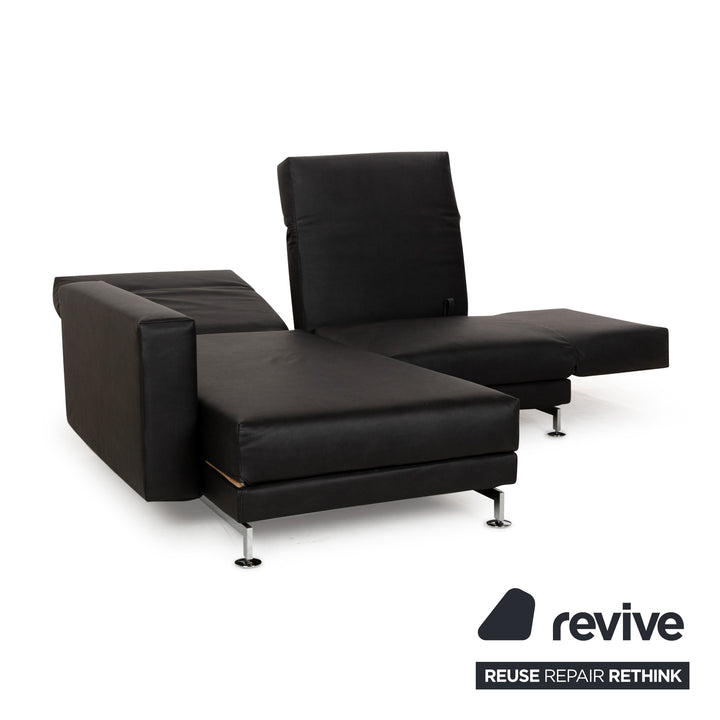 Brühl Moule veganes Leder GAVIN Ecksofa Schwarz manuelle Funktion Recamiere Links Sofa Couch Neubezug