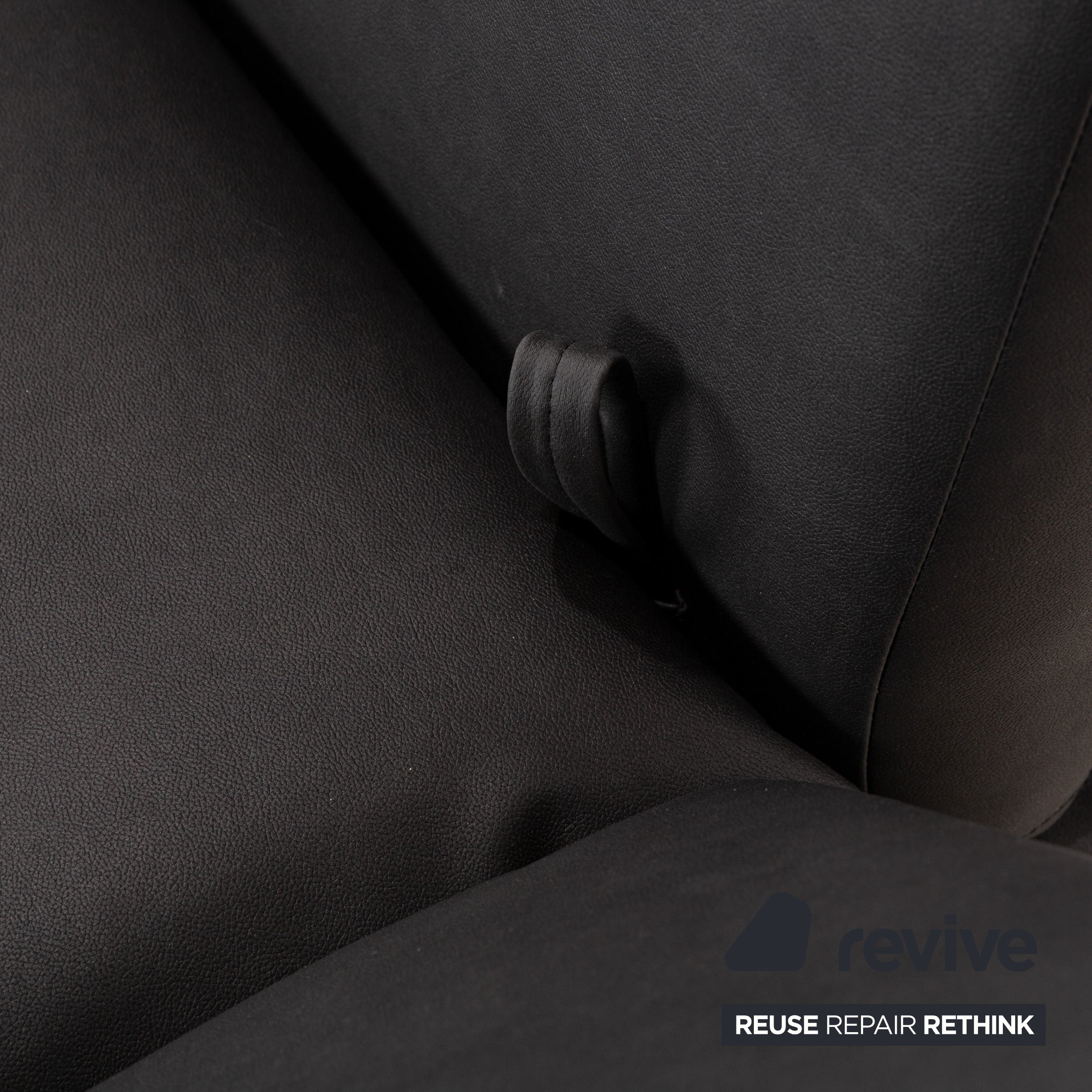 Canapé d'angle GAVIN en cuir vegan Brühl Moule noir fonction manuelle méridienne gauche canapé canapé neuf