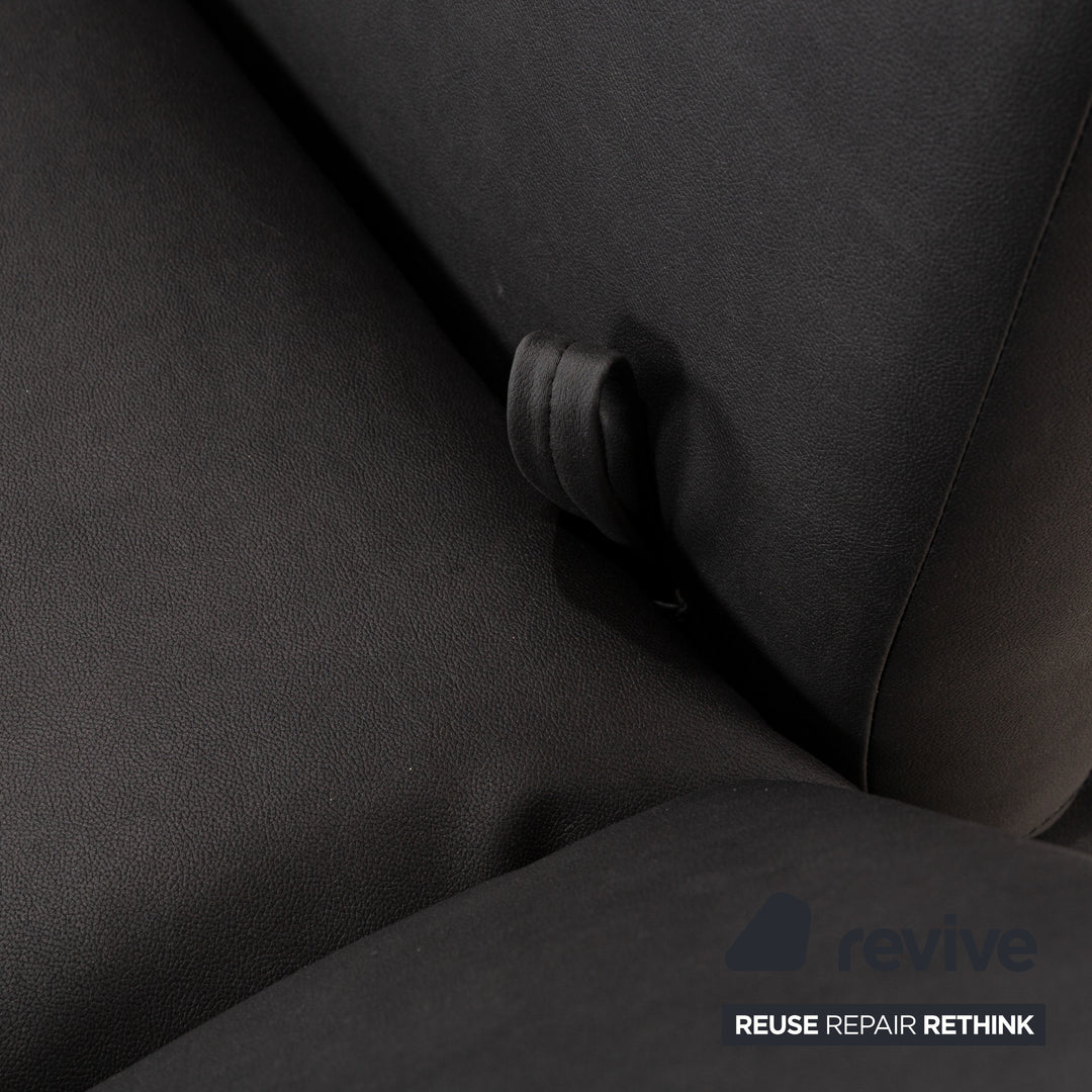 Brühl Moule veganes Leder GAVIN Ecksofa Schwarz manuelle Funktion Recamiere Links Sofa Couch Neubezug