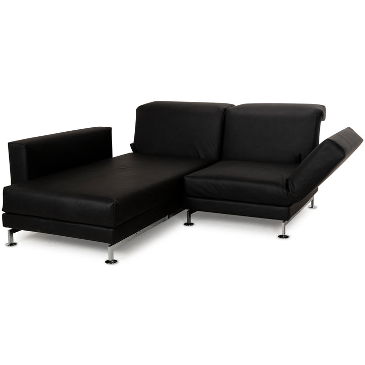 Brühl Moule vegan leather GAVIN corner sofa black manual function chaise longue left sofa couch new cover