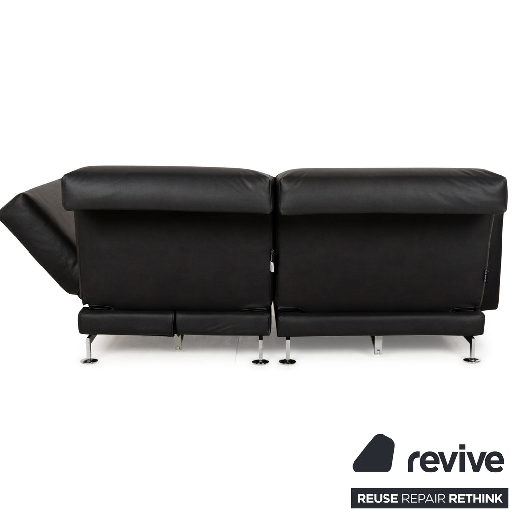 Brühl Moule veganes Leder GAVIN Ecksofa Schwarz manuelle Funktion Recamiere Links Sofa Couch Neubezug