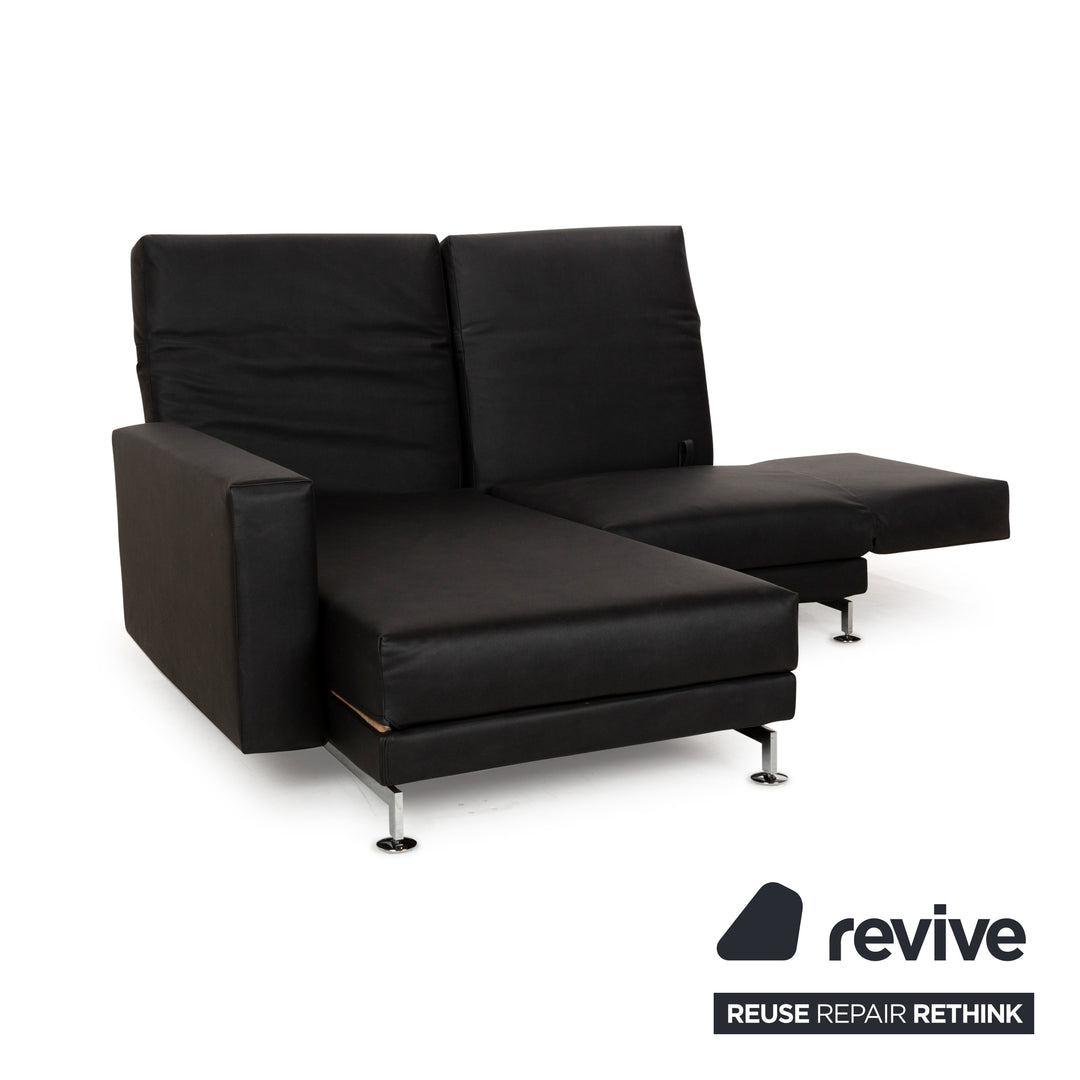 Brühl Moule veganes Leder GAVIN Ecksofa Schwarz manuelle Funktion Recamiere Links Sofa Couch Neubezug