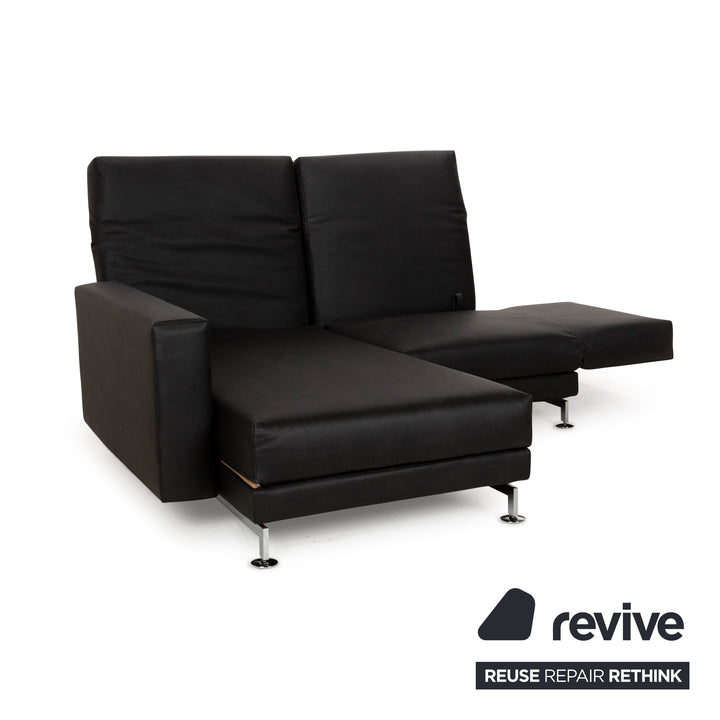 Brühl Moule veganes Leder GAVIN Ecksofa Schwarz manuelle Funktion Recamiere Links Sofa Couch Neubezug