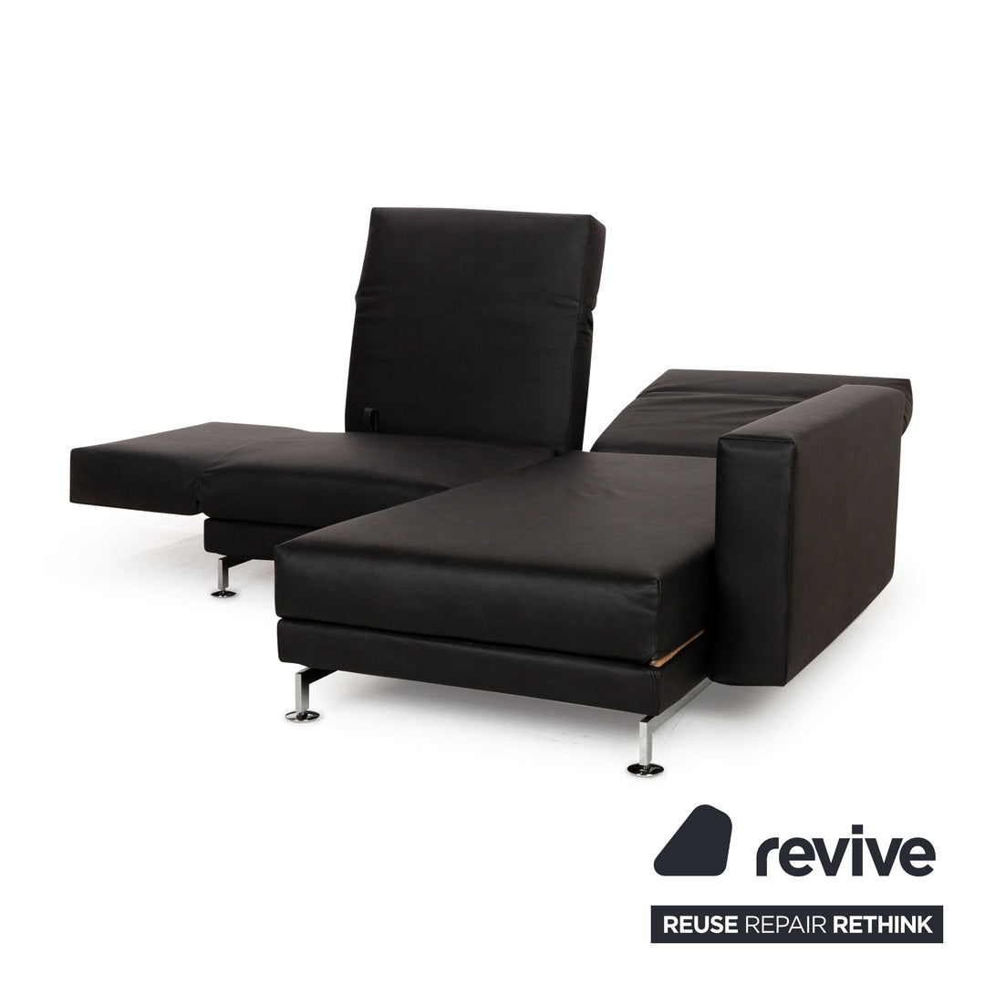Brühl Moule Vegan Leather GAVIN Corner Sofa Black Manual Function Chaise Right Sofa Couch Reupholstered