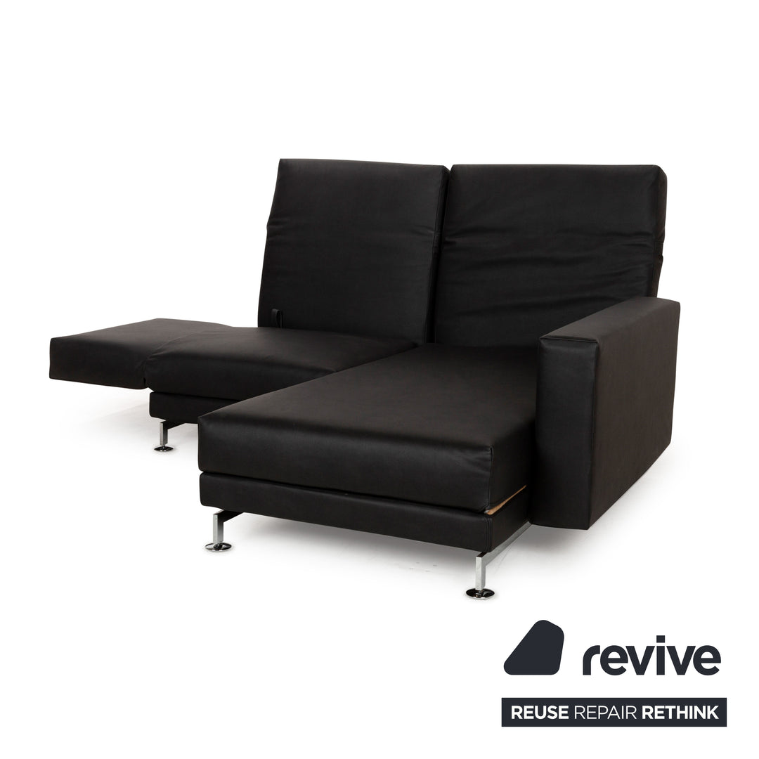 Brühl Moule Vegan Leather GAVIN Corner Sofa Black Manual Function Chaise Right Sofa Couch Reupholstered